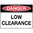 240x180mm - Self Adhesive - Danger Low Clearance