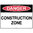 600x450mm - Poly - Danger Construction Zone