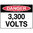 600x450mm - Poly - Danger 3,300 Volts
