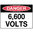 600x450mm - Poly - Danger 6,600 Volts