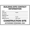 900x600mm - Corflute - Building Site Contact Information