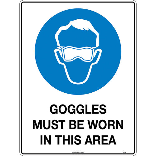 300x225mm - Poly - Goggles Must be Worn in This Area