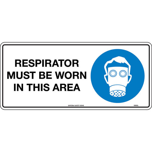 300x140mm - Self Adhesive - Respirator Must be Worn in This Area