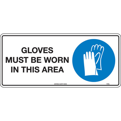 300x140mm - Self Adhesive - Gloves Must Be Worn in This Area