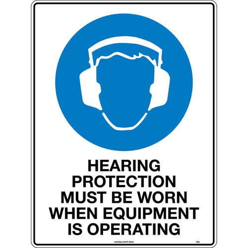 300x225mm - Self Adhesive - Hearing Protection Must Be Worn When Equipment Is Operating
