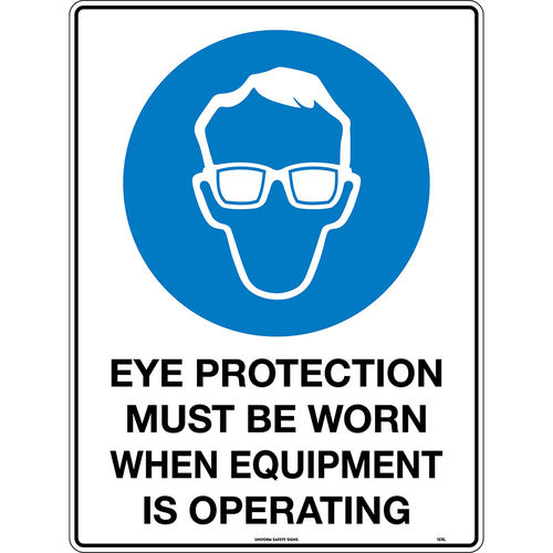 300x225mm - Self Adhesive - Eye Protection Required When This Equipment Is Operating