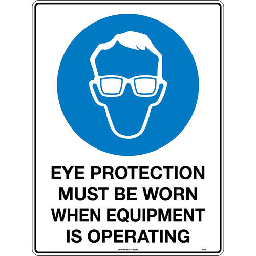 300x225mm - Metal - Eye Protection Must be Worn when Equipment is Operating