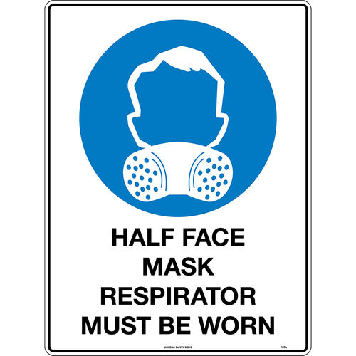 300x225mm - Metal - Half Face Mask Respirator Must be Worn