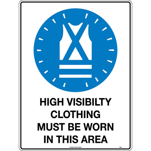 300x225mm - Poly - High Visibility Clothing Must be Worn in This Area