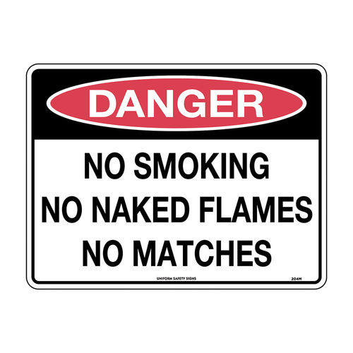 300x225mm - Metal - Danger No Smoking No Naked Flames No Matches