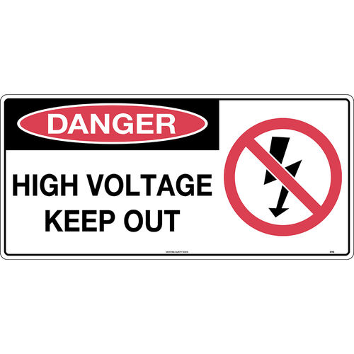 750x350mm - Metal - Danger High Voltage Keep Out (with Picture)