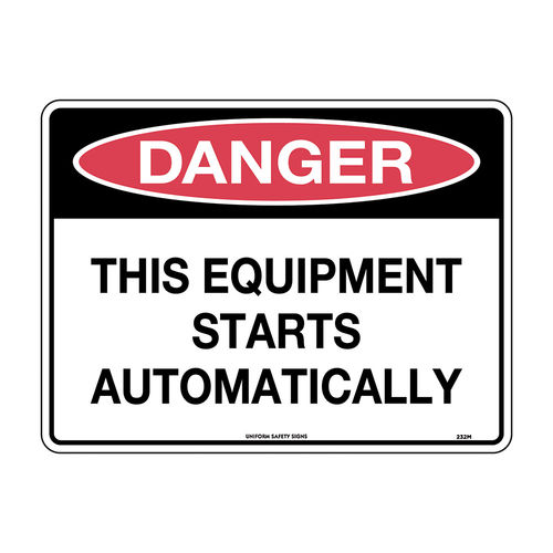 300x225mm - Metal - Danger This Equipment Starts Automatically