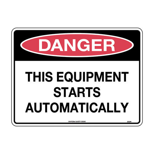 300x225mm - Poly - Danger This Equipment Starts Automatically