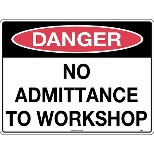 300x225mm - Metal - Danger No Admittance to Workshop