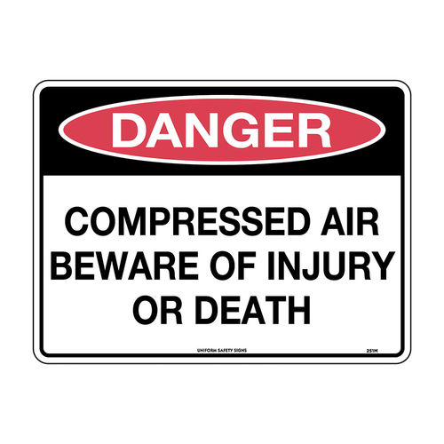 300x225mm - Poly - Danger Compressed Air Beware of Injury or Death