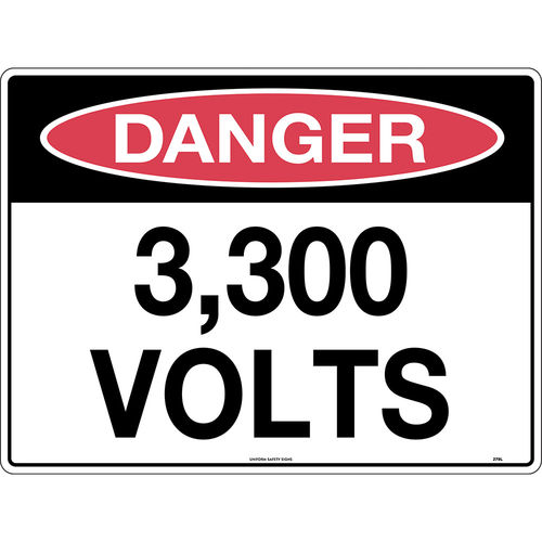 300x225mm - Metal - Danger 3,300 Volts