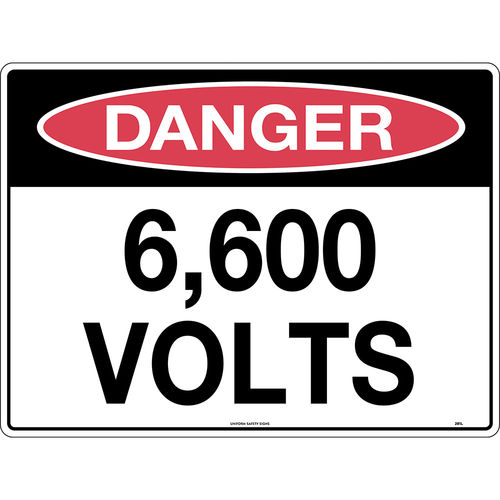300x225mm - Metal - Danger 6,600 Volts