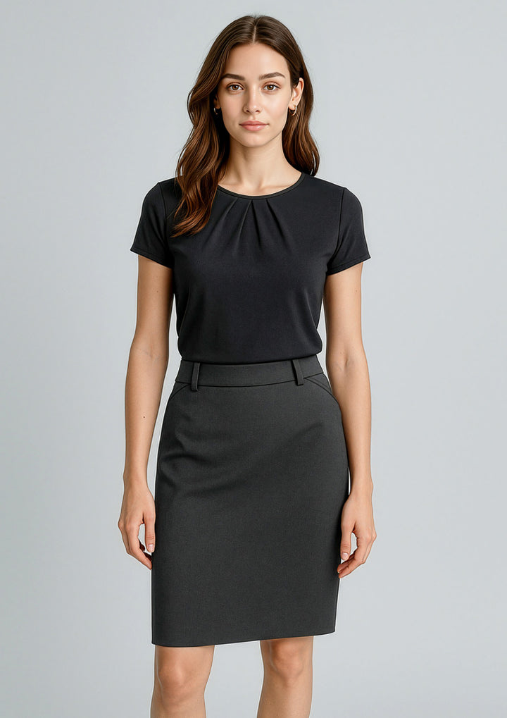 Biz Corporate Womens CS Back Pleats Skirt 20115