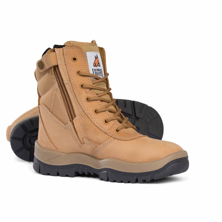 Mongrel #251 High Leg Steel Toe Zip Sided Safety Boot - Wheat