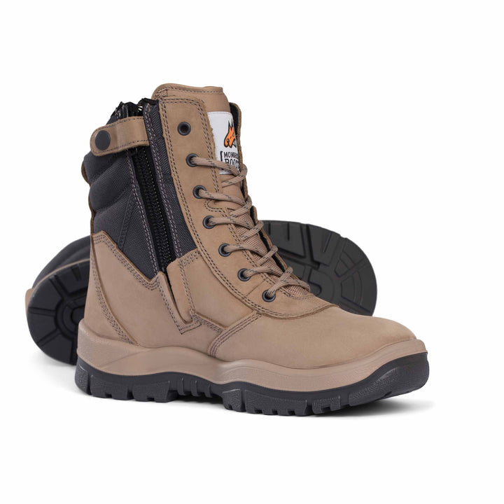 Mongrel #251 High Leg Steel Toe Zip Sided Safety Boot - Stone
