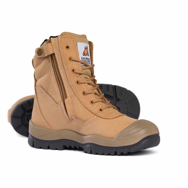 Mongrel #451 High Leg Steel Toe Zip Sided Safety Boot with Scuff Cap - Wheat