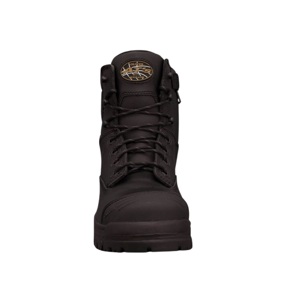 Oliver 45-645Z 150mm High Leg Zip Sided Composite Toe Safety Boot with Scuff Cap - Black