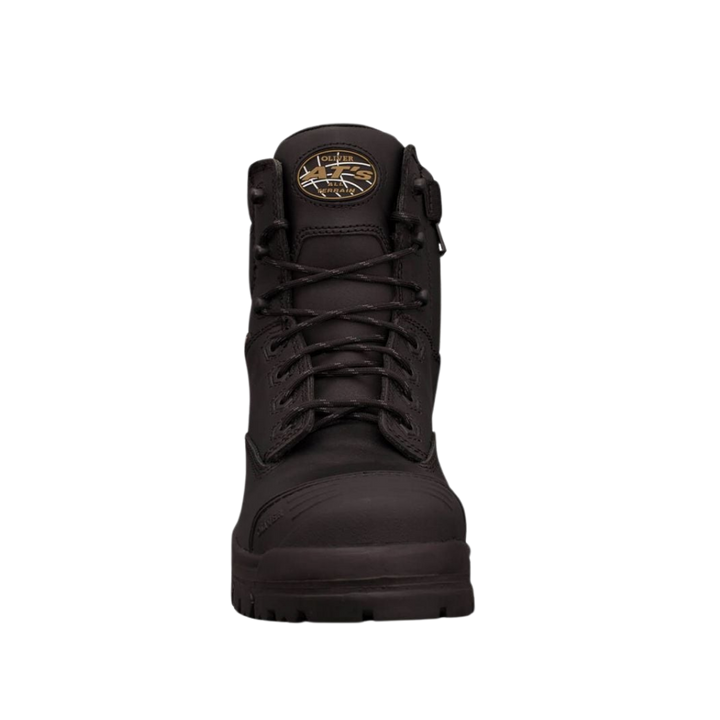 Oliver 45-645Z 150mm High Leg Zip Sided Composite Toe Safety Boot with Scuff Cap - Black