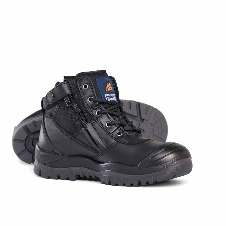 Mongrel #461 Steel Toe Zip Sided Safety Boot with Scuff Cap - Black