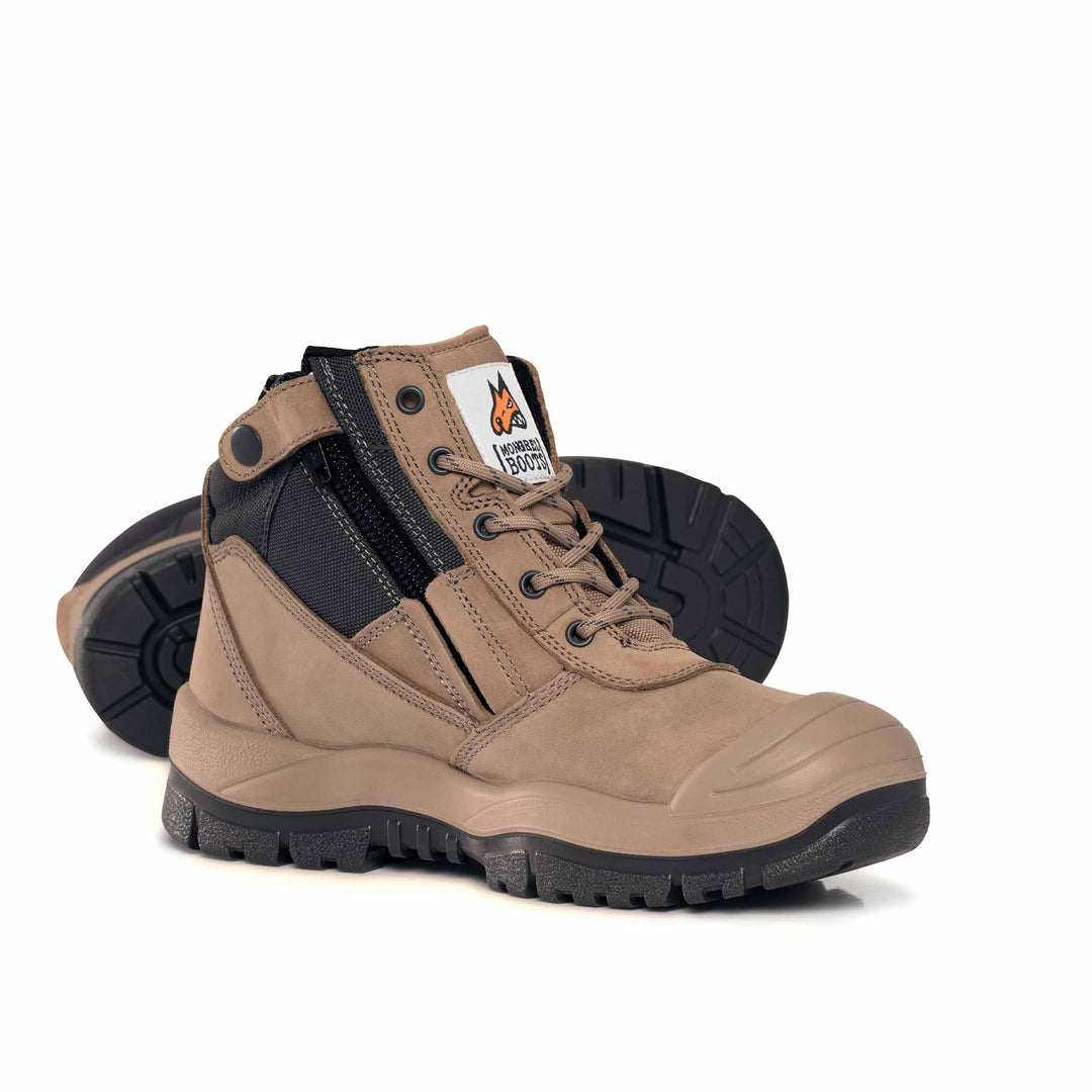 Mongrel #461 Steel Toe Zip Sided Safety Boot with Scuff Cap - Stone