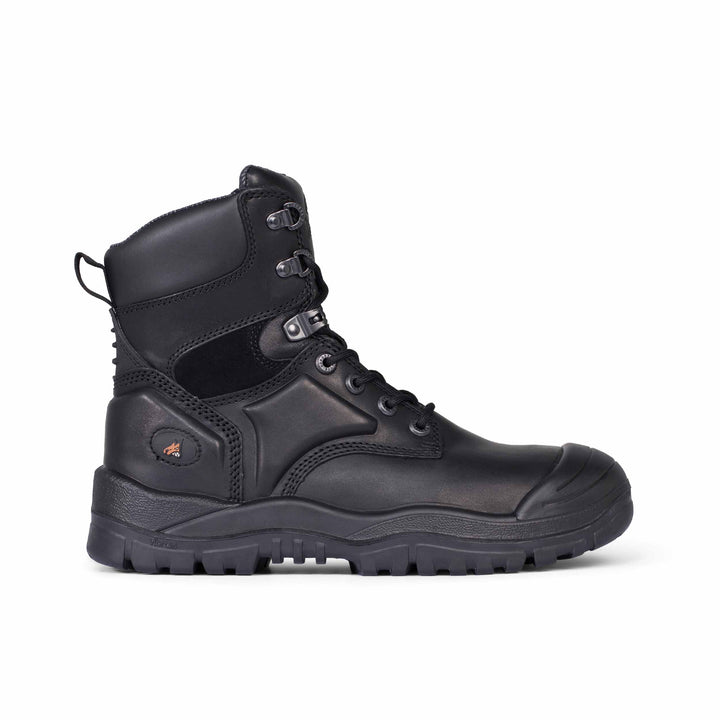 Mongrel #550 High Leg Steel Toe Lace Up Safety Boot with Scuff Cap - Black