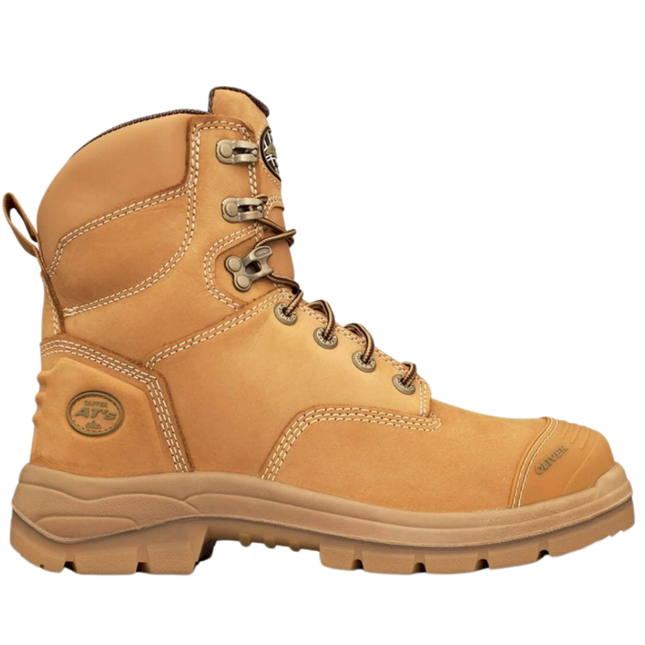 Oliver 55-332 150mm High Leg Lace Up Steel Toe Safety Boot with Scuff Cap - Wheat