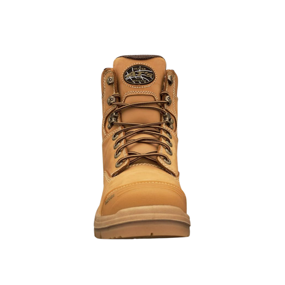 Oliver 55-332 150mm High Leg Lace Up Steel Toe Safety Boot with Scuff Cap - Wheat