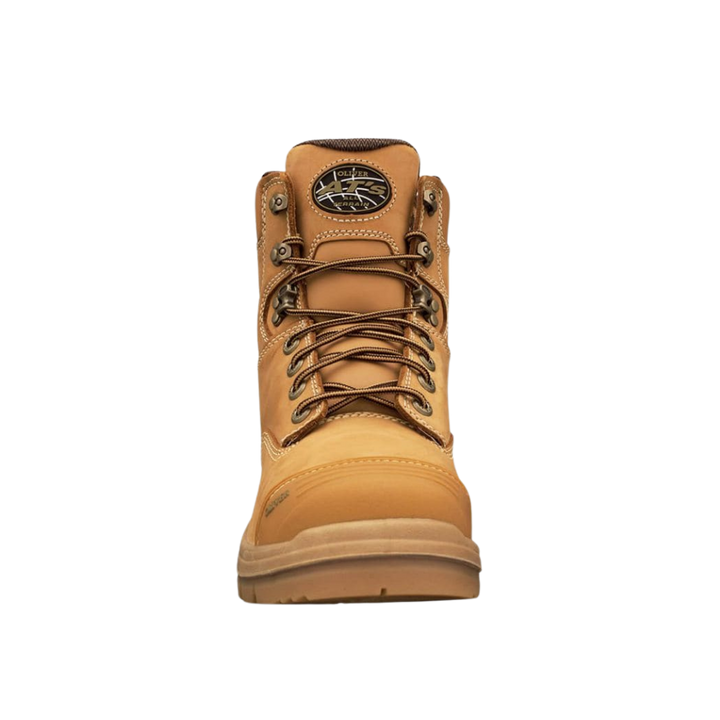 Oliver 55-332 150mm High Leg Lace Up Steel Toe Safety Boot with Scuff Cap - Wheat
