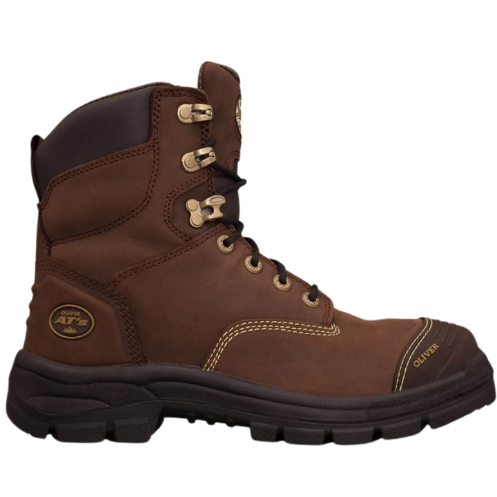 Oliver 55-337 150mm High Leg Lace Up Steel Toe Safety Boot with Scuff Cap - Brown