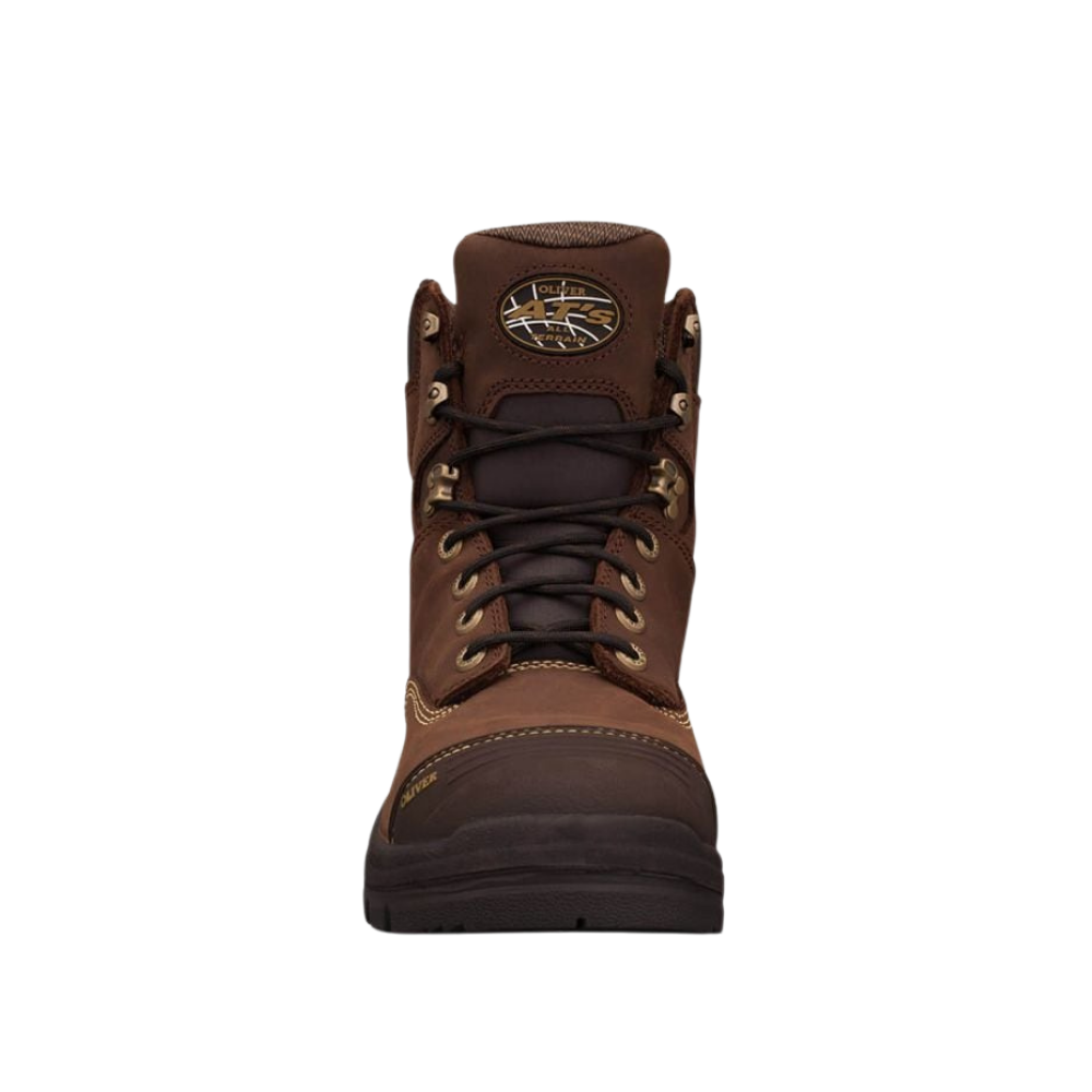 Oliver 55-337 150mm High Leg Lace Up Steel Toe Safety Boot with Scuff Cap - Brown