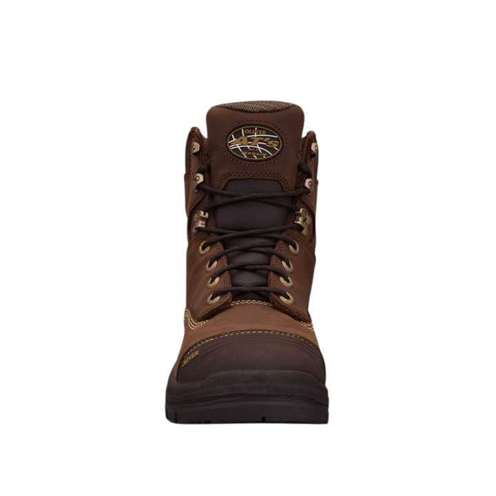 Oliver 55-337 150mm High Leg Lace Up Steel Toe Safety Boot with Scuff Cap - Brown