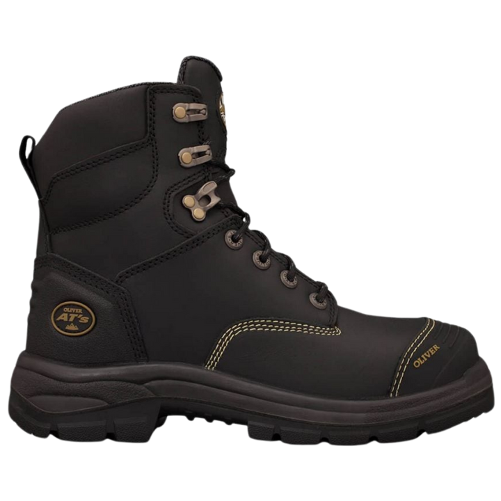 Oliver 55-345 150mm High Leg Lace Up Steel Toe Safety Boot with Scuff Cap - Black