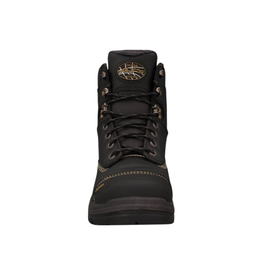 Oliver 55-345 150mm High Leg Lace Up Steel Toe Safety Boot with Scuff Cap - Black