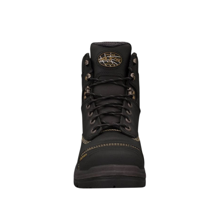 Oliver 55-345 150mm High Leg Lace Up Steel Toe Safety Boot with Scuff Cap - Black
