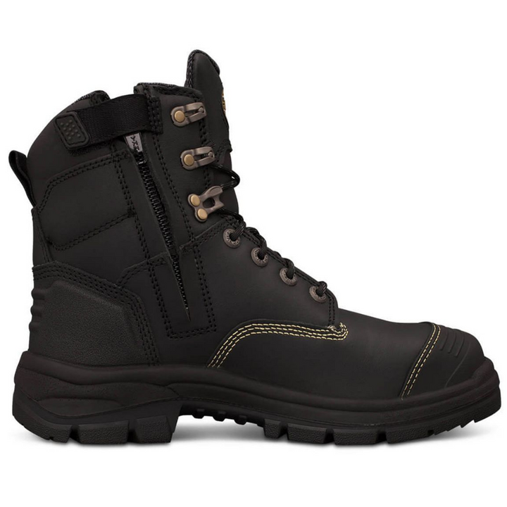 Oliver 55-345Z 150mm High Leg Zip Sided Steel Toe Safety Boot with Scuff Cap - Black