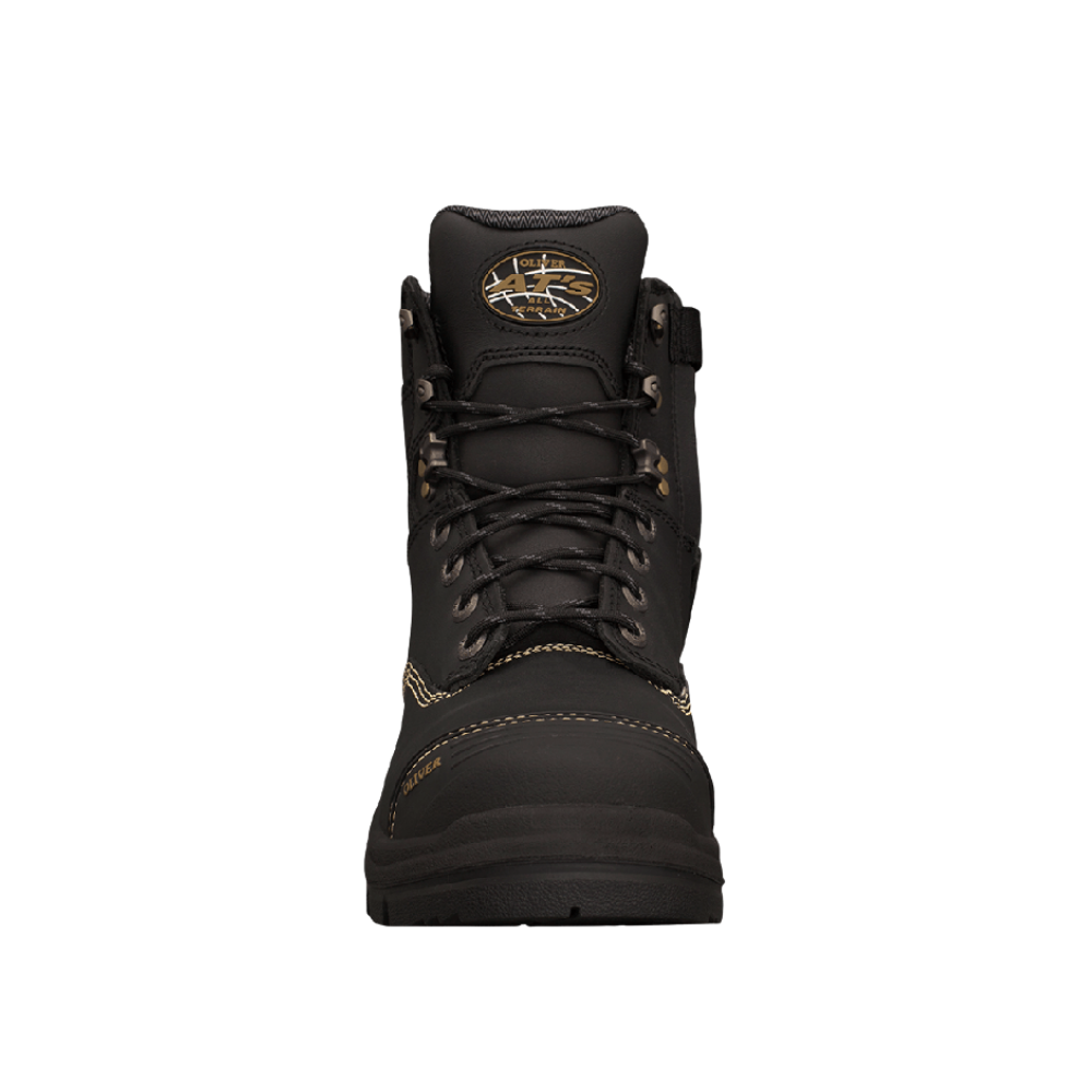 Oliver 55-345Z 150mm High Leg Zip Sided Steel Toe Safety Boot with Scuff Cap - Black