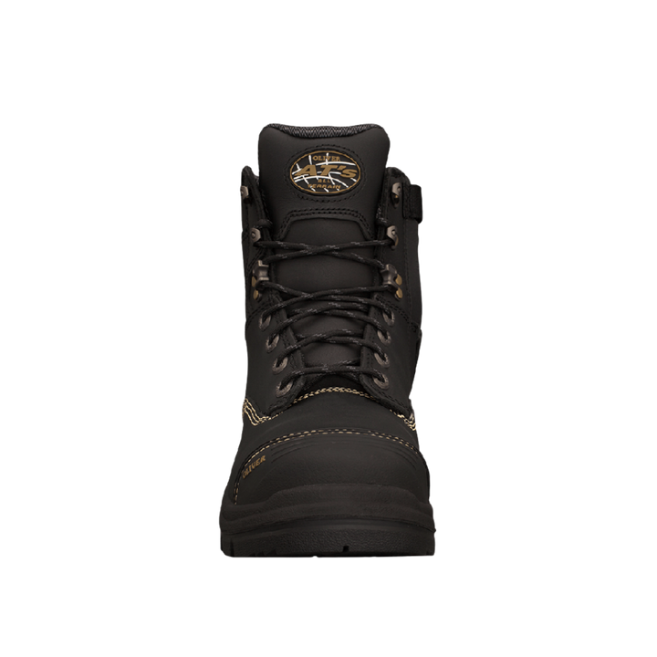 Oliver 55-345Z 150mm High Leg Zip Sided Steel Toe Safety Boot with Scuff Cap - Black