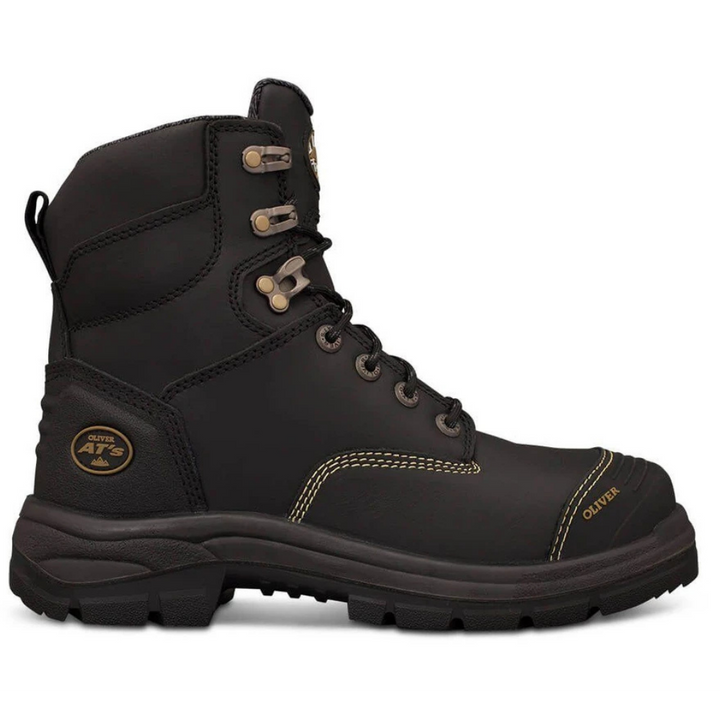 Oliver 55-345Z 150mm High Leg Zip Sided Steel Toe Safety Boot with Scuff Cap - Black