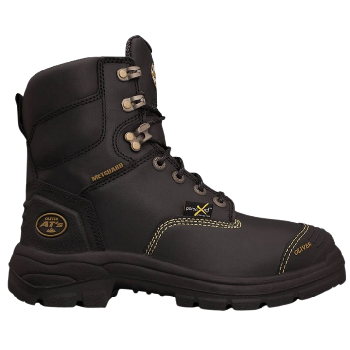 Oliver 55-346 150mm High Leg Lace Up Steel Toe Met Boot with Scuff Cap - Black