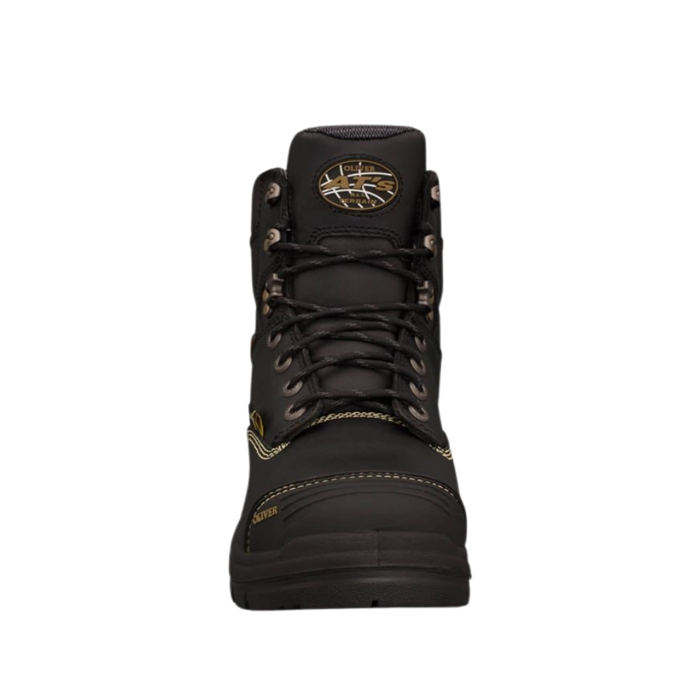 Oliver 55-346 150mm High Leg Lace Up Steel Toe Met Boot with Scuff Cap - Black