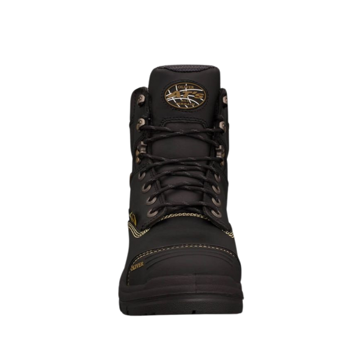 Oliver 55-346 150mm High Leg Lace Up Steel Toe Met Boot with Scuff Cap - Black