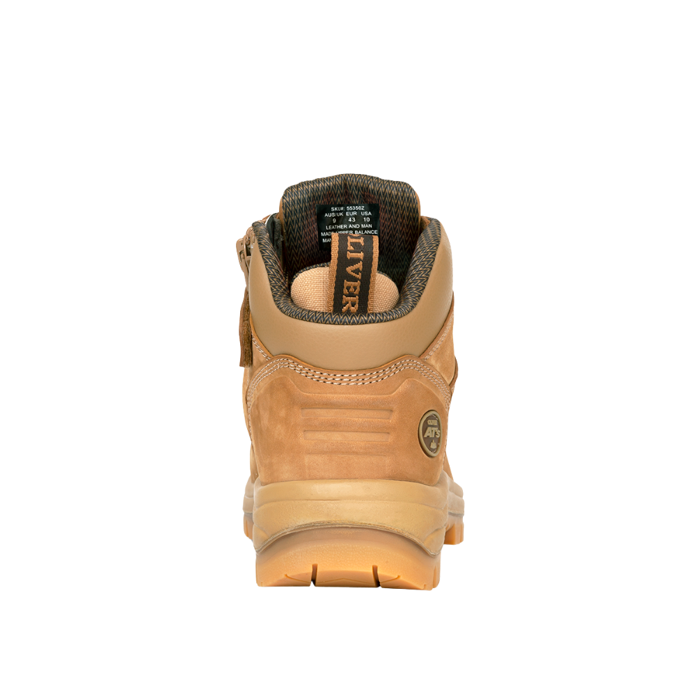 Oliver 55-350Z Zip Sided Steel Toe Safety Boot with Scuff Cap - Stone