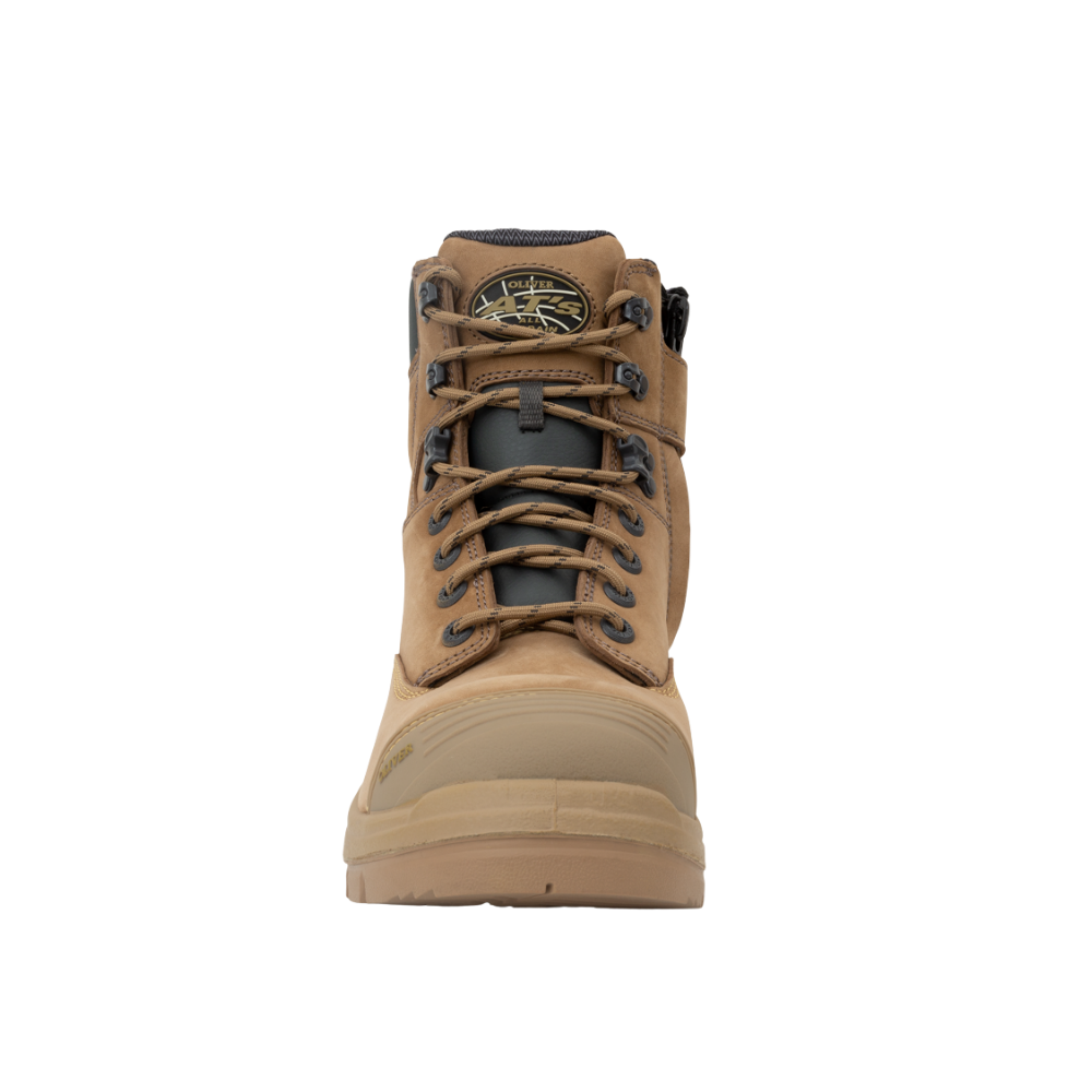 Oliver 55-352Z 150mm High Leg Zip Sided Steel Toe Safety Boot with Scuff Cap - Stone