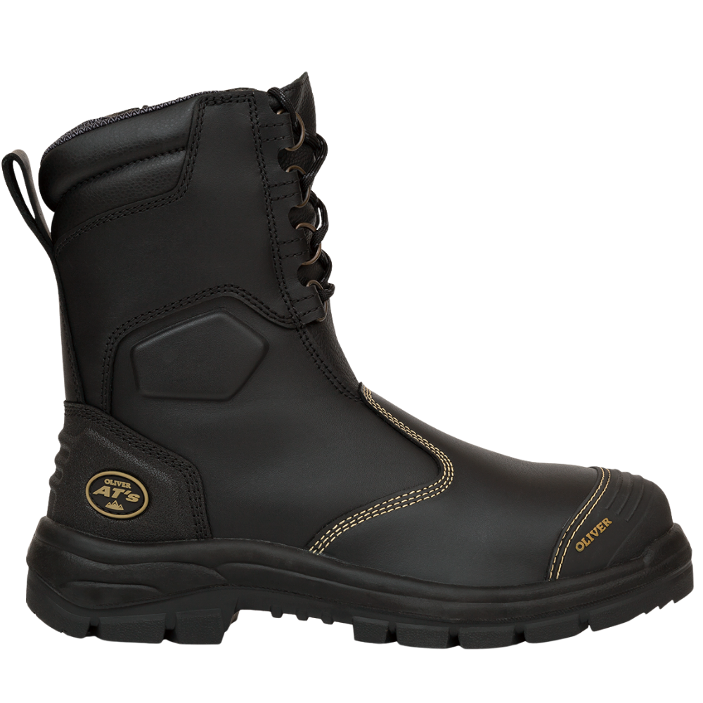 Oliver 55-380 200mm High Leg Zip Sided Steel Toe Safety Boot with Scuff Cap - Black
