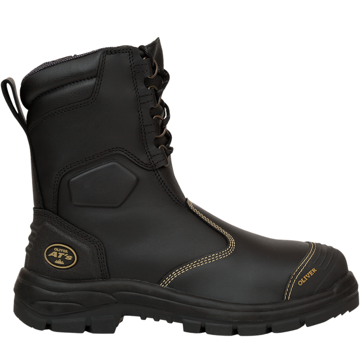 Oliver 55-380 200mm High Leg Zip Sided Steel Toe Safety Boot with Scuff Cap - Black